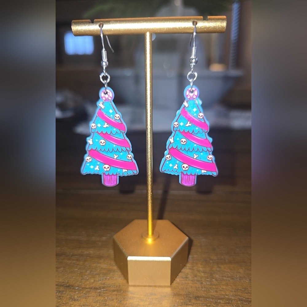 Goth Christmas Tree Earrings